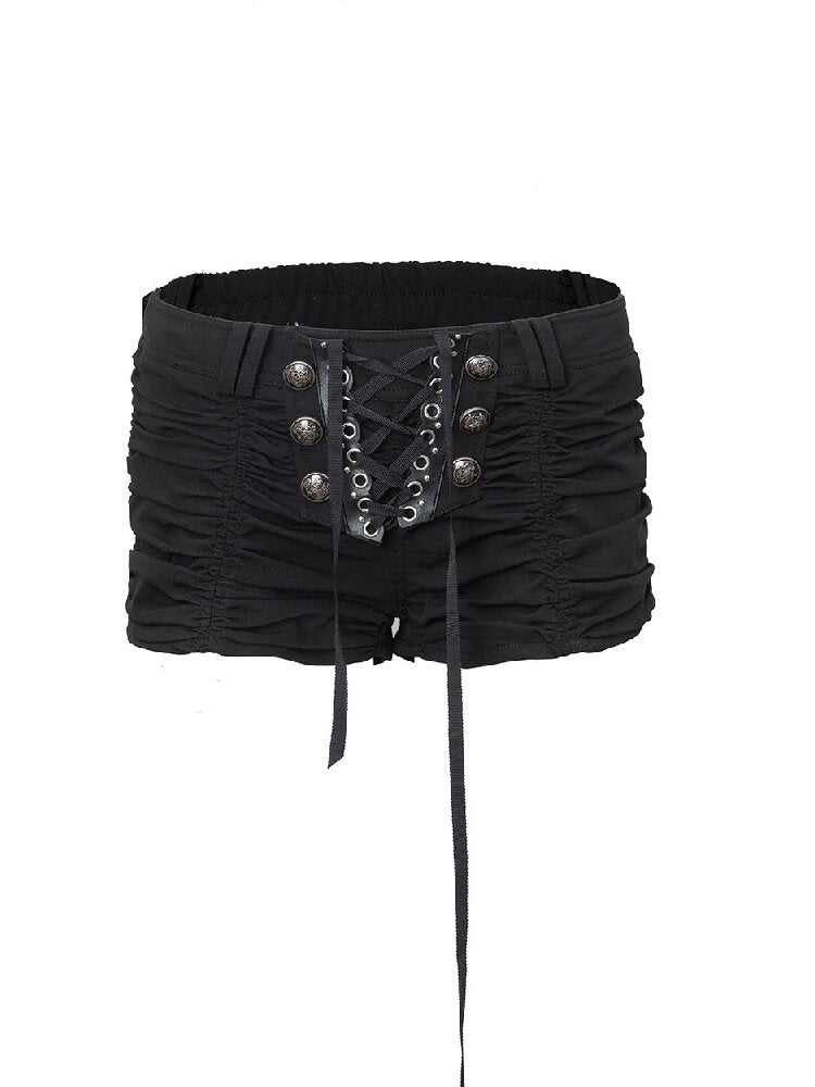 Vintage Metal Button Pleated Shorts【s0000015907】