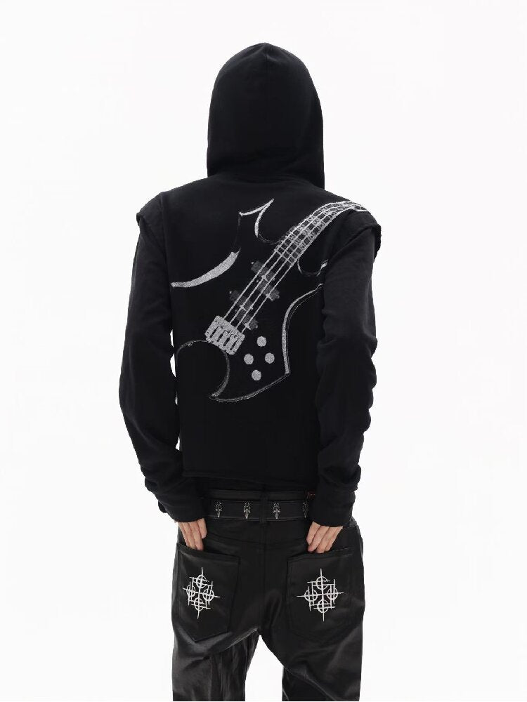 Silver Foil Dark Metallic Zip Hoodie【s0000018363】