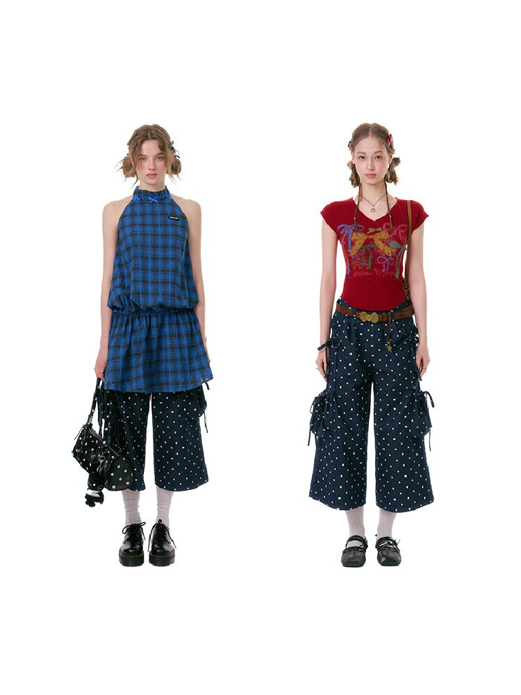 Dark Blue Polka Dot Casual Pants【s0000016603】