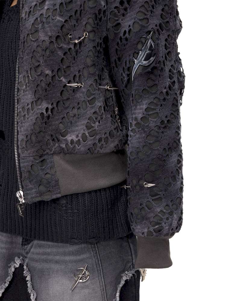Black Metal Studded Cotton Suit【s0000015127】