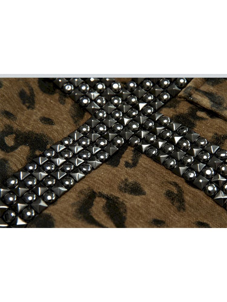 Heavy Gold Stamped Rivets Leopard Print Shorts【s0000008131】