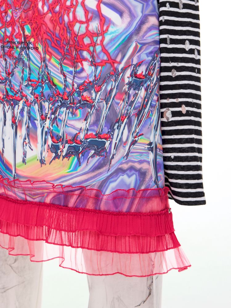 Lace rivet punk lace-up apron【s0000012970】