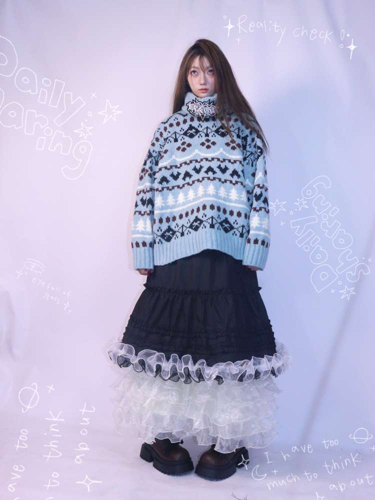 Patchwork A-Line Lace Long Skirt【s0000014625】