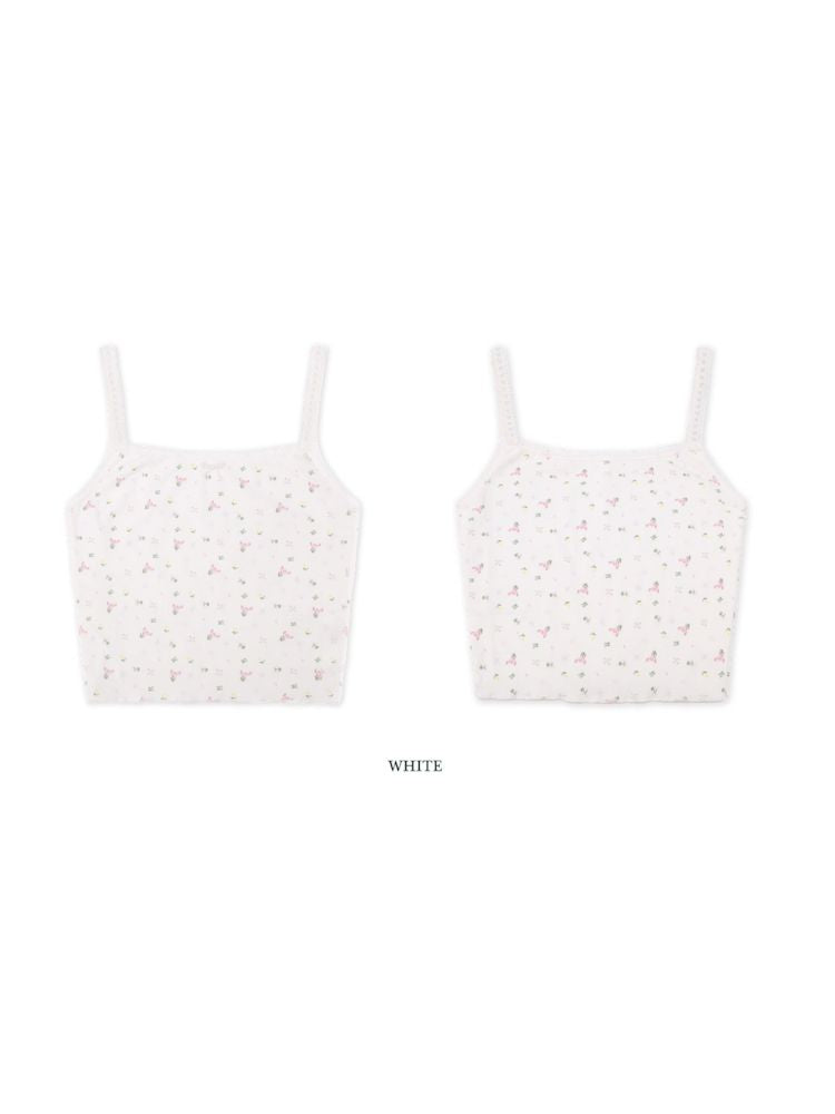 Pearl bow lace floral camisole【s0000008671】
