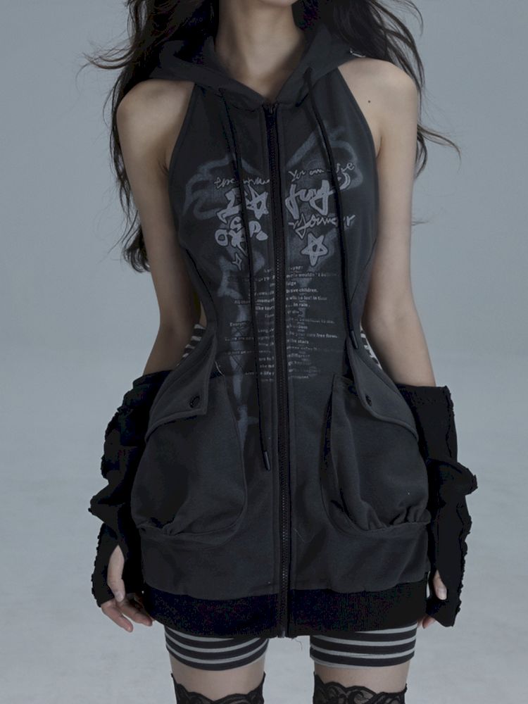 Long hoodie skeleton sweater dress【s0000013482】