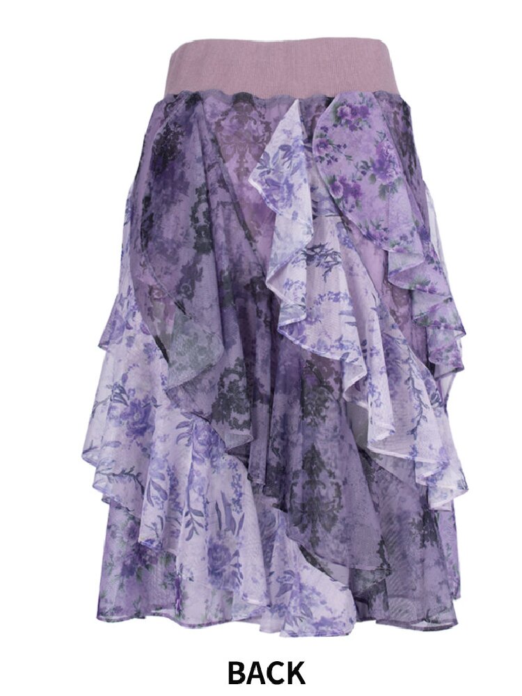 Retro Dream Flower Print Lace Skirt【s0000018061】
