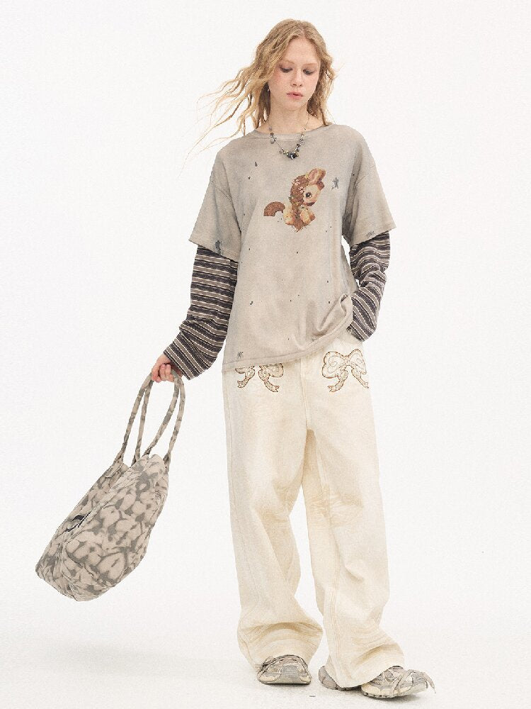 Bloom Patchwork Long Sleeve Tee【s0000015903】