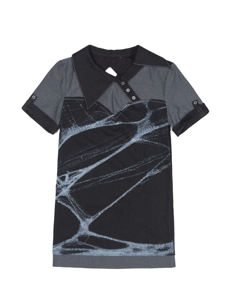 Lapel Short Sleeve Backless t-shirt【s0000012646】