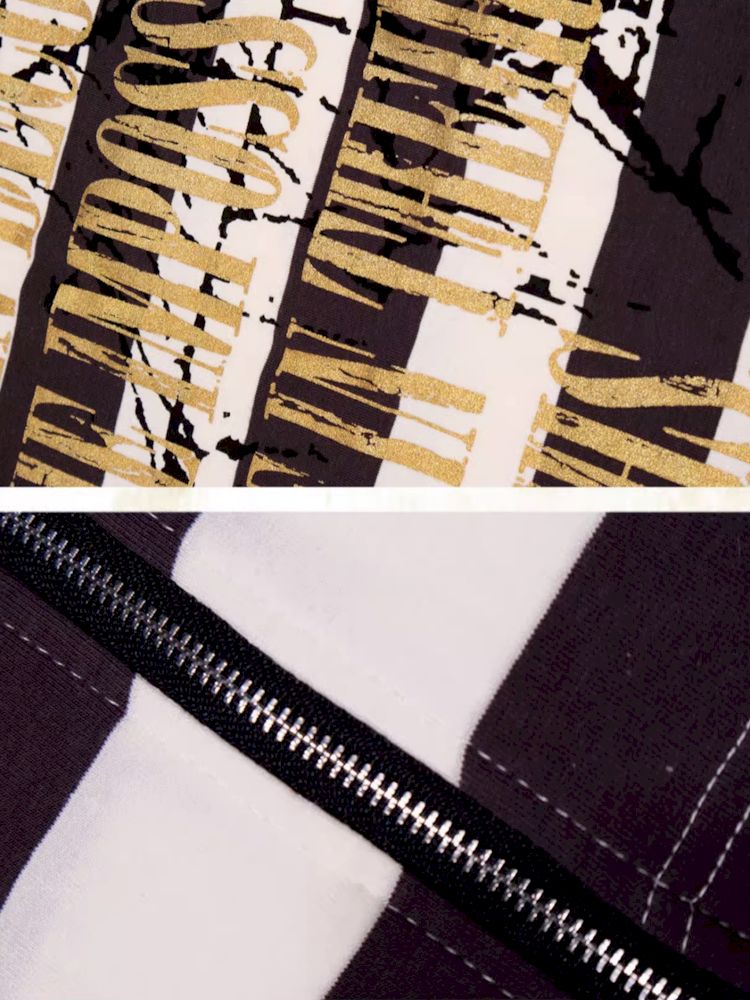 Stamping Slim Stripe Sheath Dress【s0000009472】