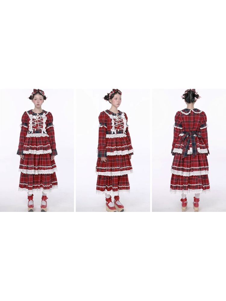 Christmas Red Plaid Cake Dress【s0000010011】