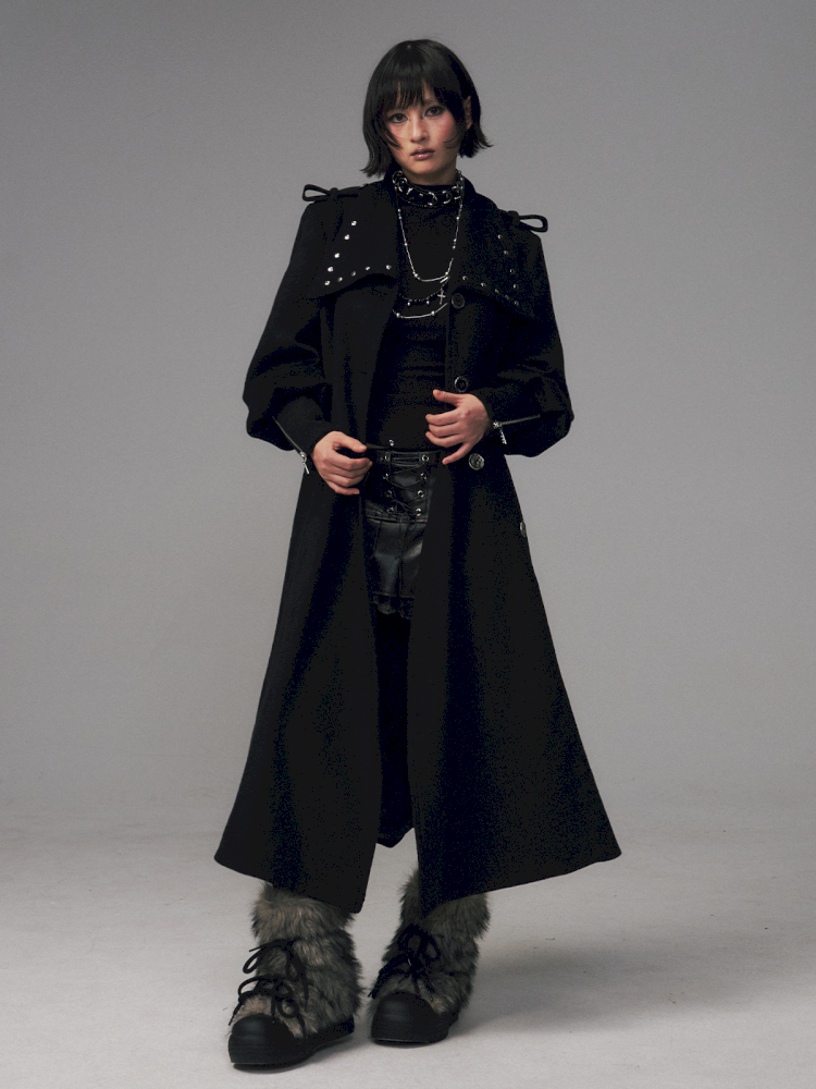 Dark A-Line Temperament Wool Coat【s0000014707】