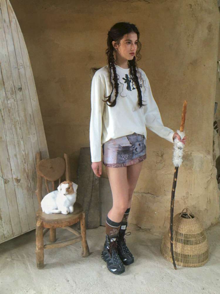 Cat Rabbit Print Padded Skirt【s0000015080】