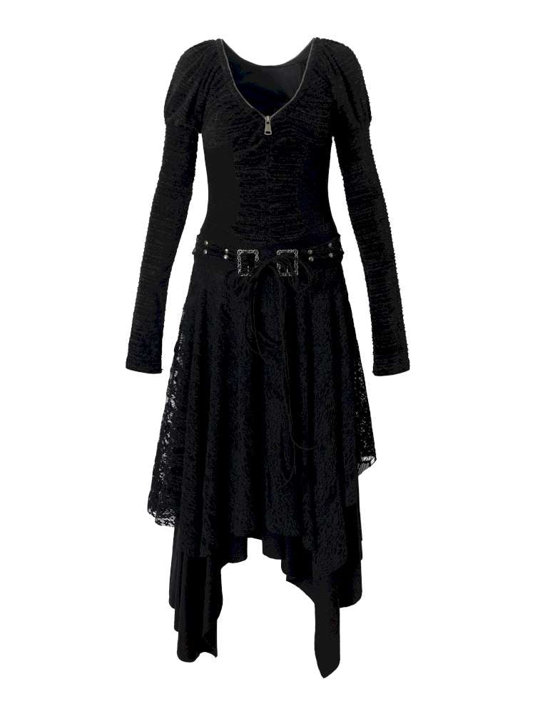 Lace Slimming Patchwork Knit Dress【s0000014467】