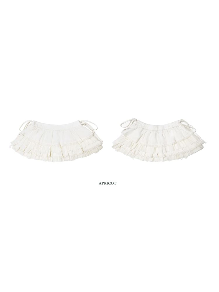 Bow tie Hundred folding white super short skirt【s0000008593】