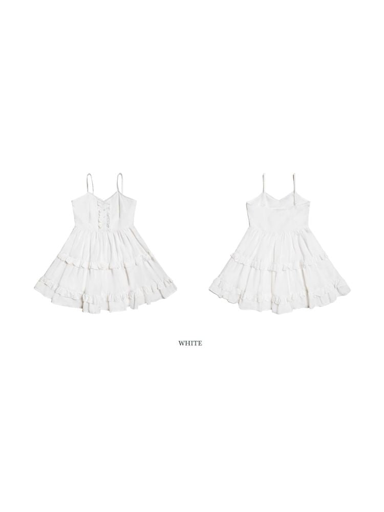 Double Lace V-Neck Halter Dress【s0000008583】