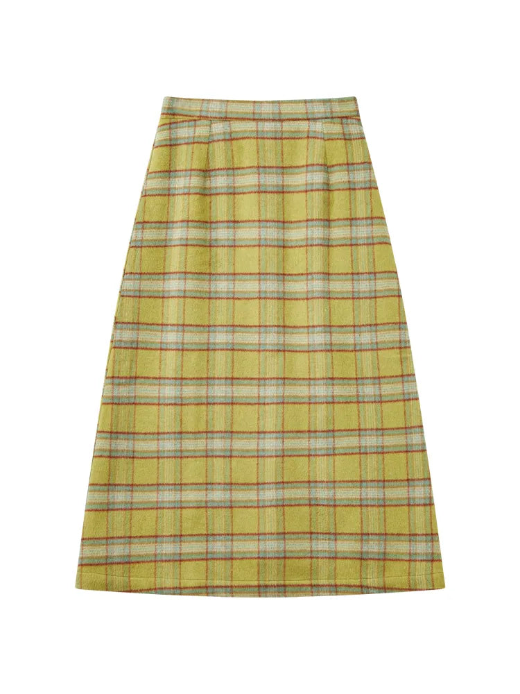 Retro Versatile Wool Plaid Long Skirt【s0000013993】