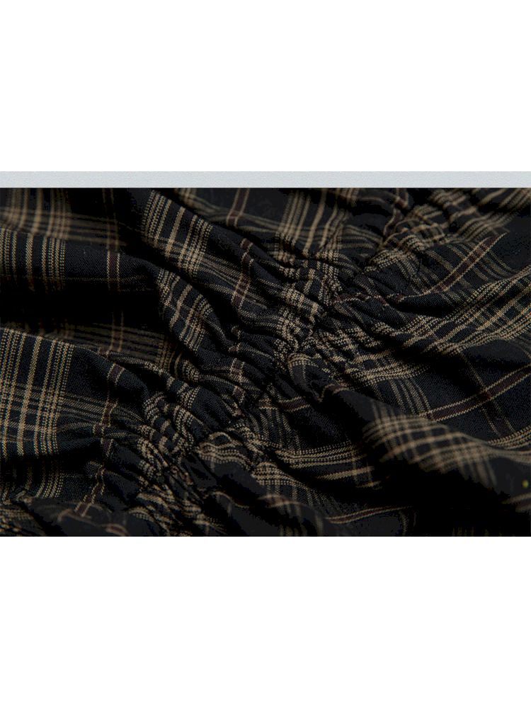 Pleat Plaid Short Mid Sleeve Shirt【s0000008132】