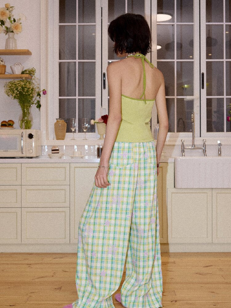 Plaid Print Loose Straight Pants【s0000016660】