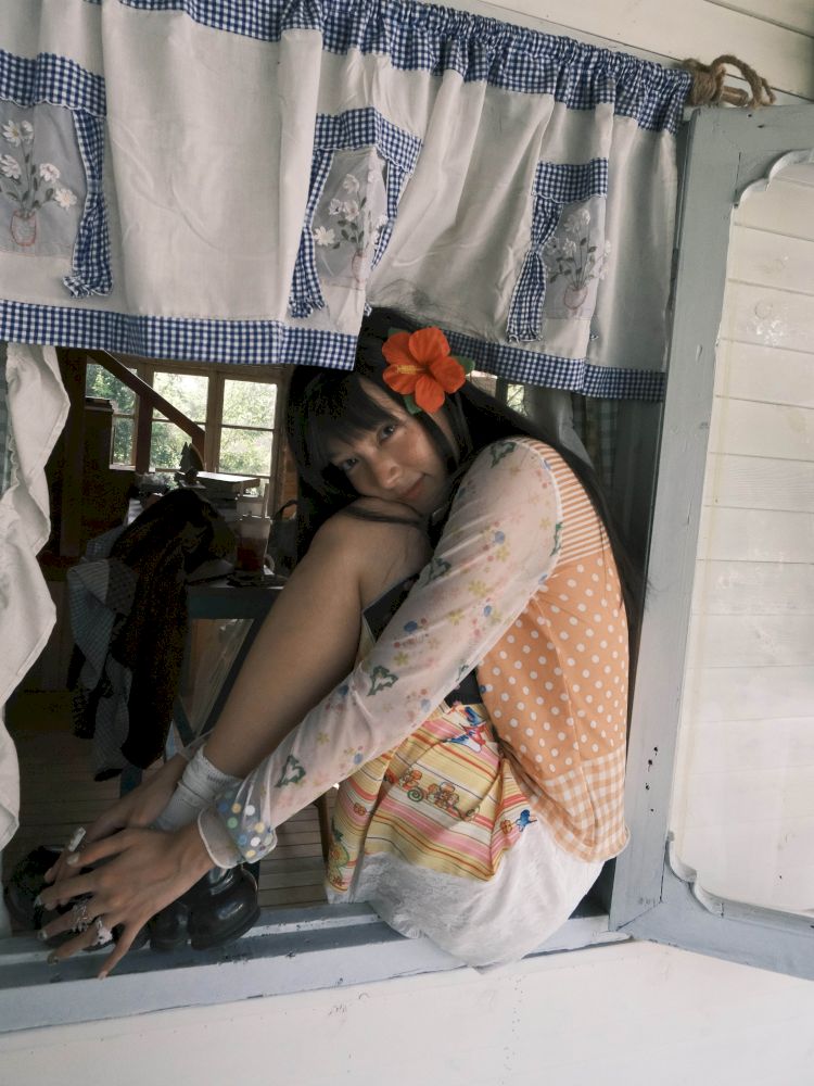 Printed Long-Sleeved Mesh T-Shirt【s0000012776】