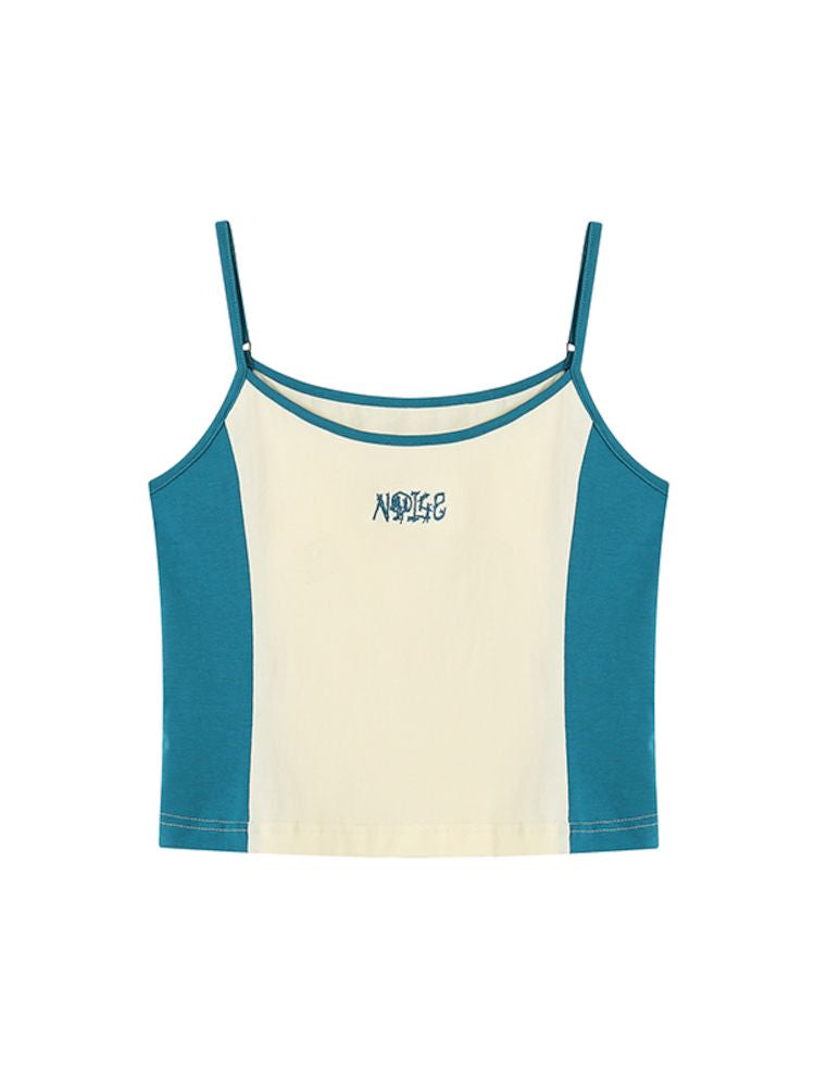 Embroidery Colorblocking Short Camisole Tank【s0000008840】