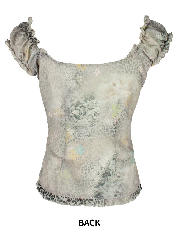 Confused Floral Court Print Top【s0000018092】