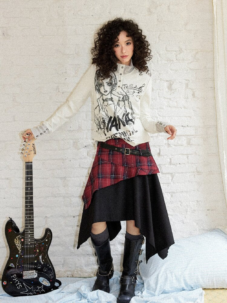 Punk Plaid Patchwork Irregular Skirt【s0000017899】