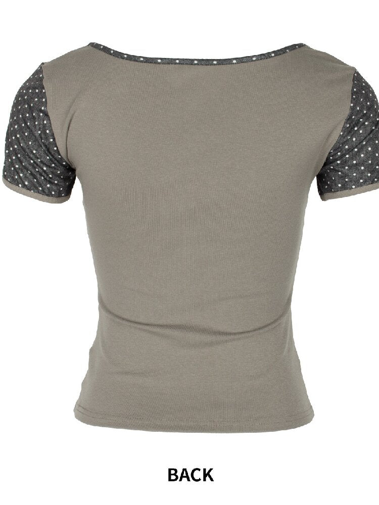 Leopard Polka Dot Patchwork T-Shirt【s0000018083】