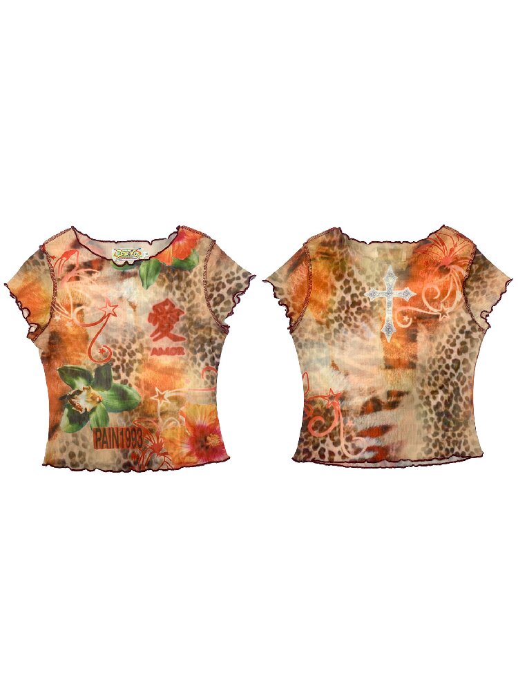 Leopard Print Mesh Mermaid Dress Set【s0000017450】