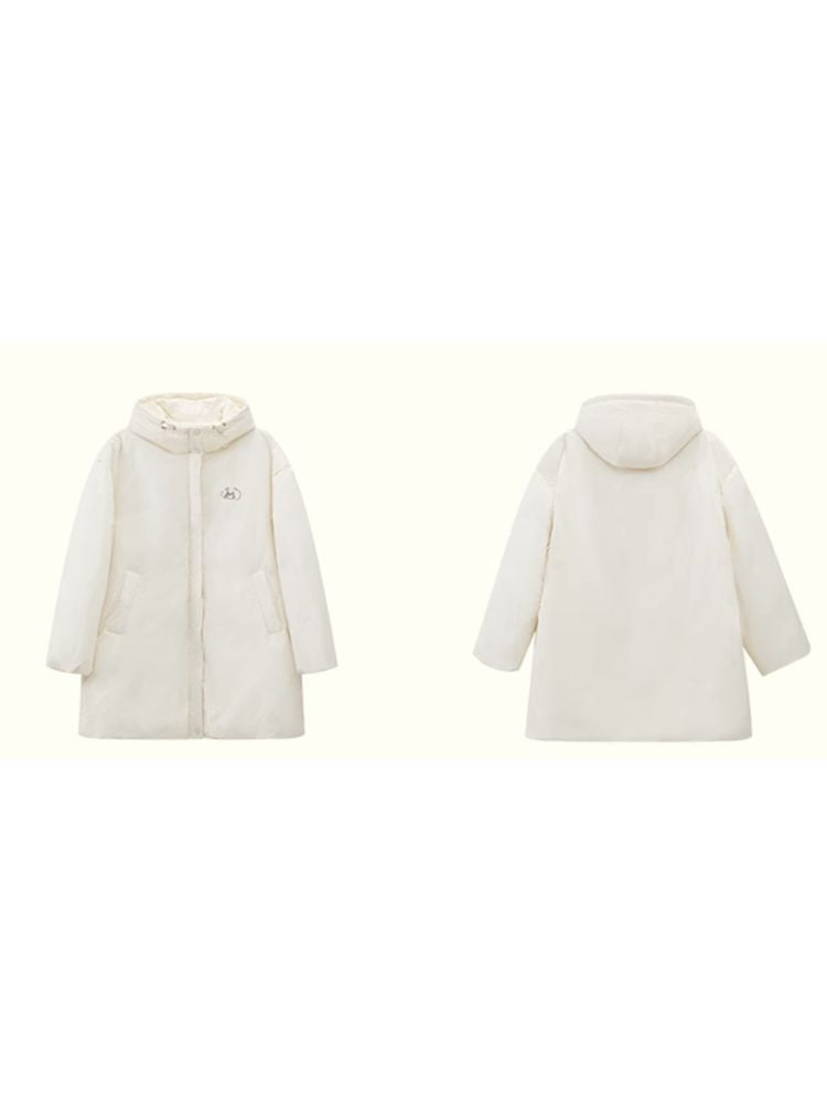 Loose mid-length embroidered hooded down jacket【s0000010094】