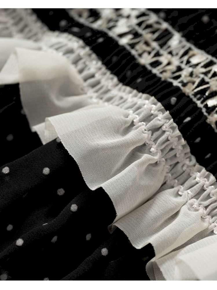 Patchwork Gathered A-Line Skirt【s0000014461】