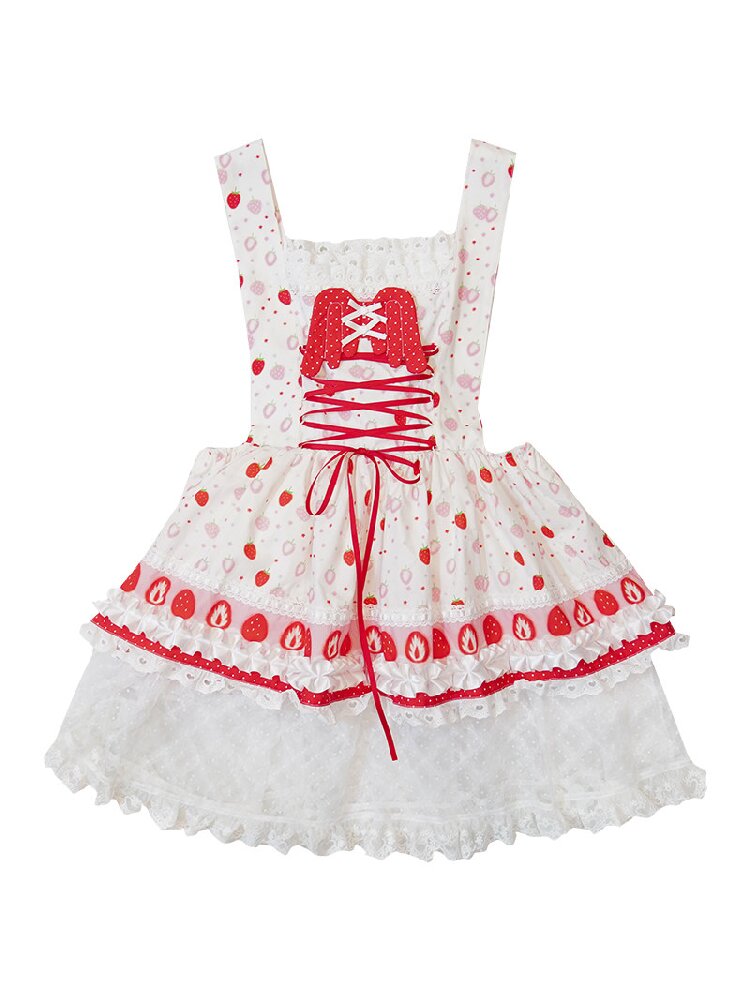 Polka Dot Floral Bow Tank Dress【s0000018543】