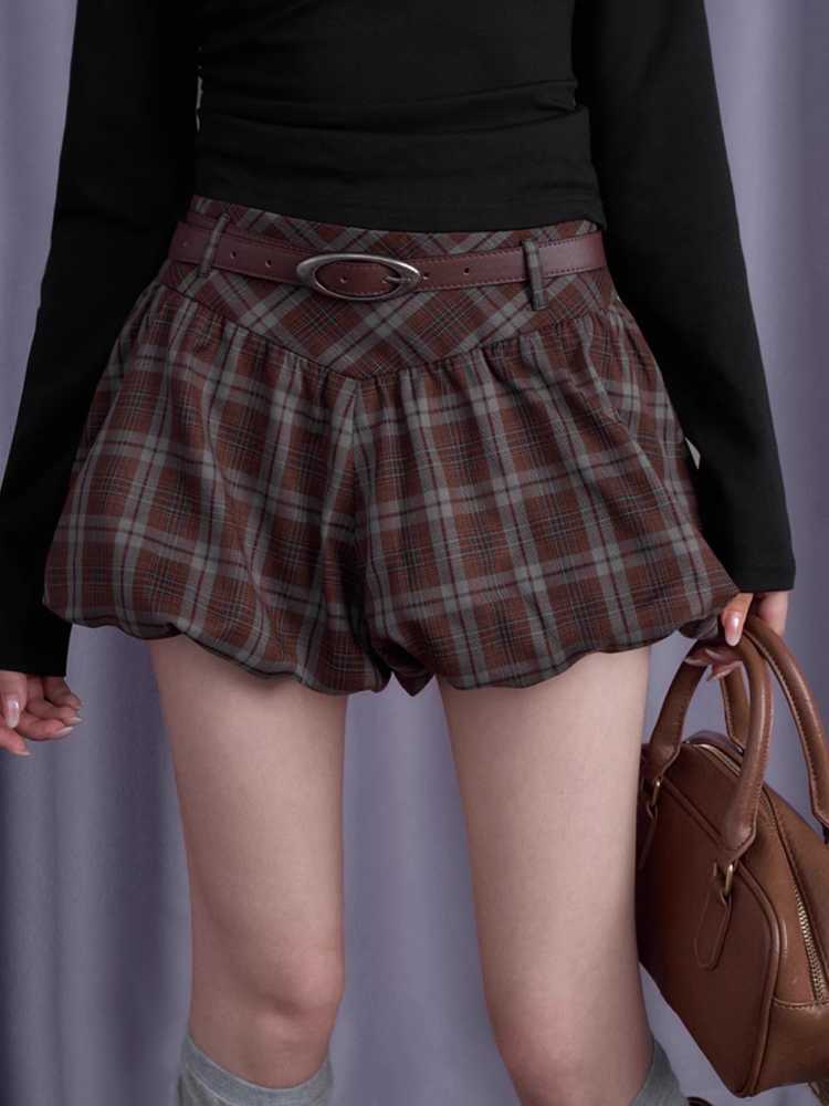 Brown check bud pants【s0000010696】