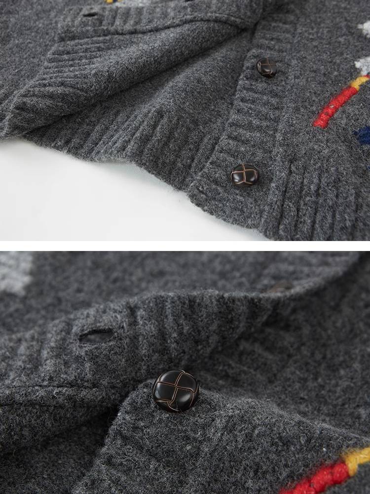 Embroidered jacquard retro knit cardigan【s0000010841】