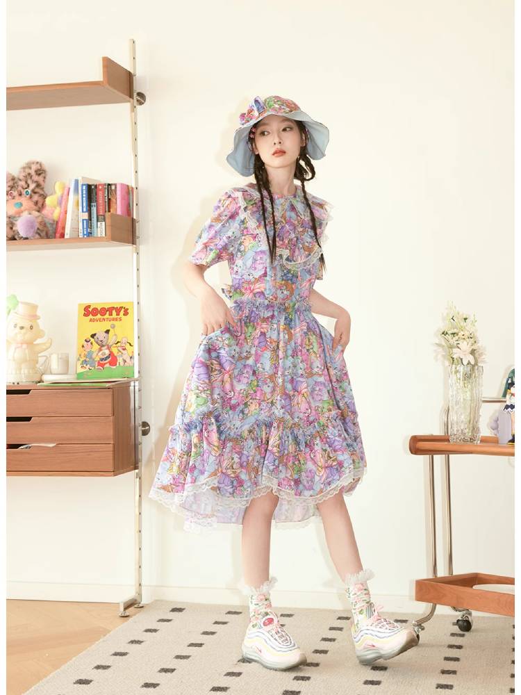 Puff sleeve ruffle dress【s0000008721】