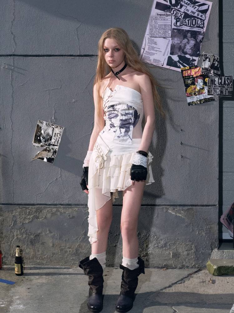 Punk style tube top【s0000009487】