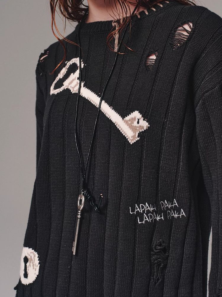 Punk thick navy sweater【s0000010126】