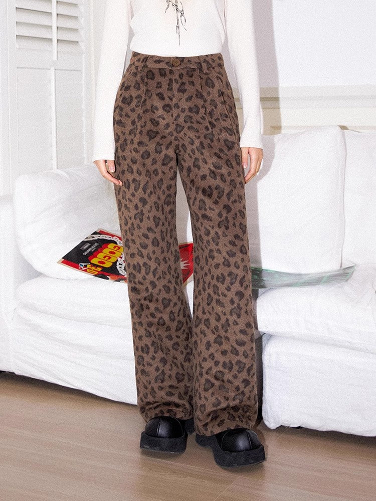 Leopard print wool casual pants【s0000011309】