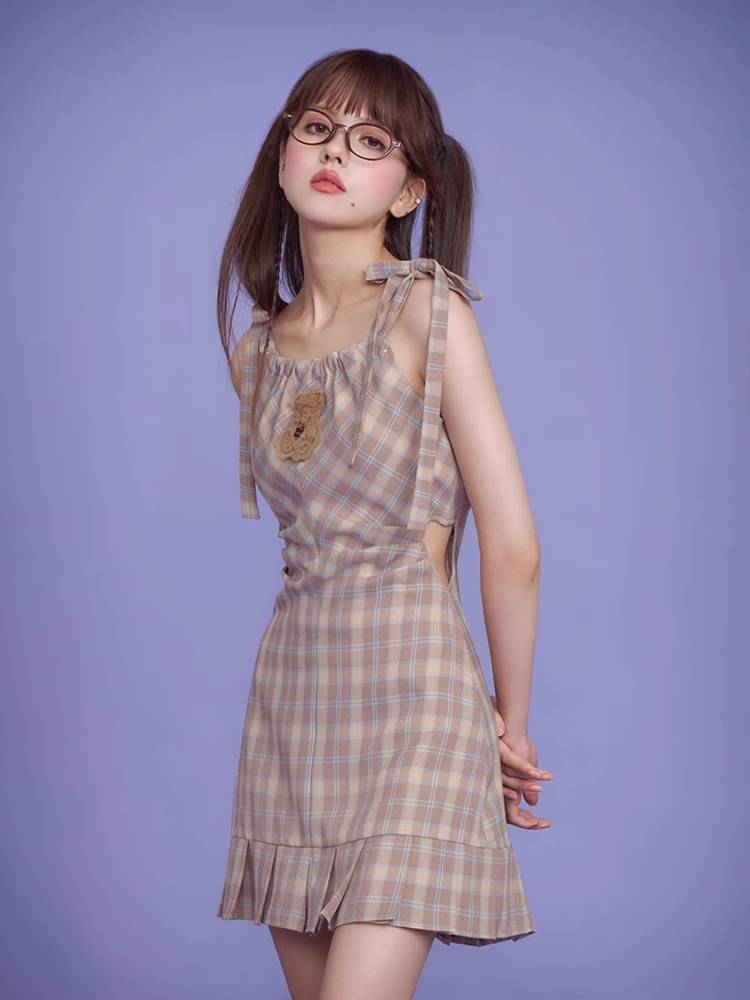 Plaid waist slim dress【s0000008913】