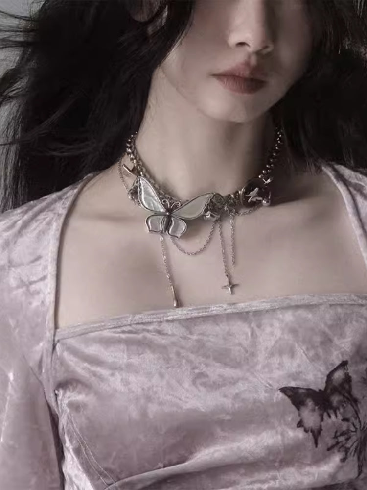Retro butterfly chain necklace【s0000006408】