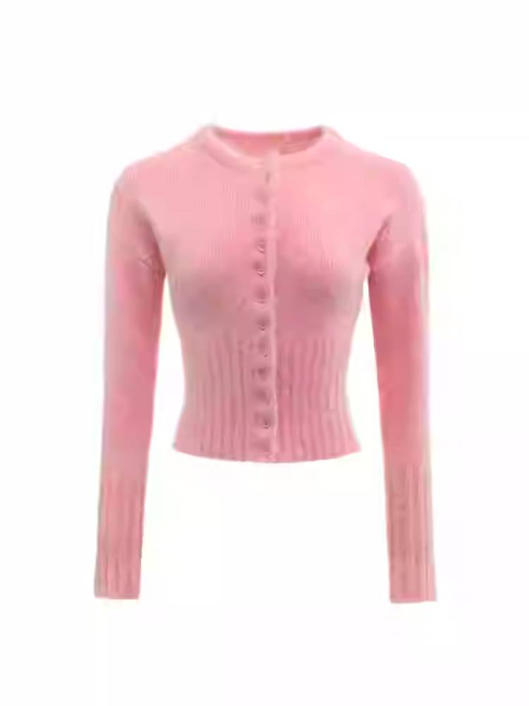 Round neck slim cardigan【s0000011382】