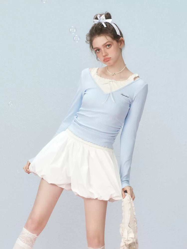 Fake two piece long sleeve t-shirt【s0000007238】