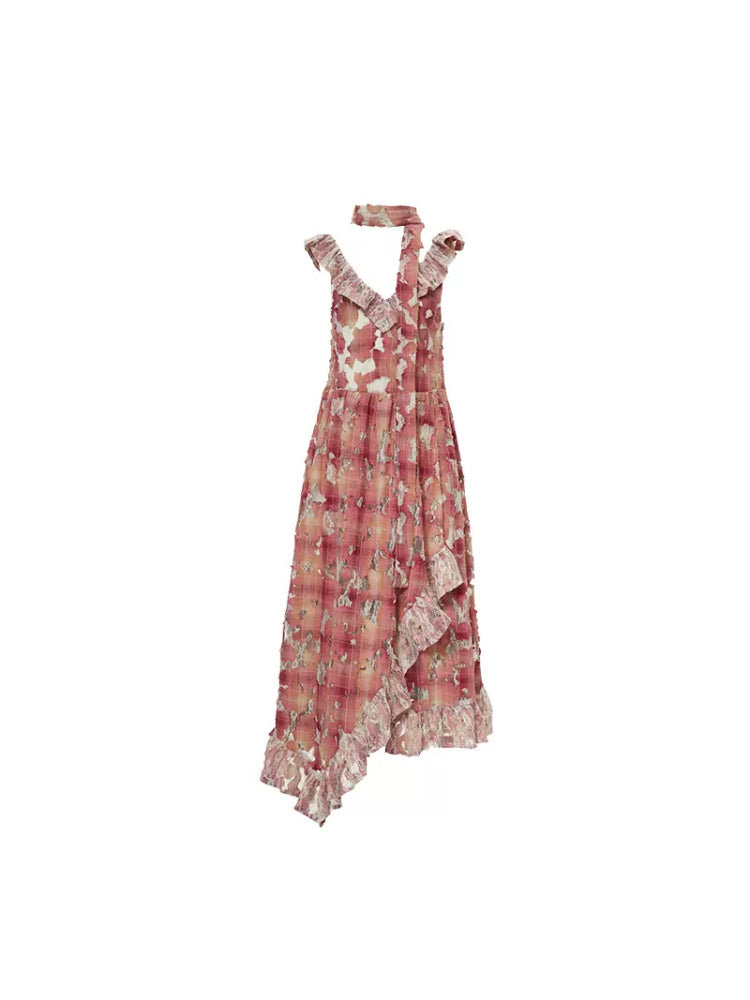 Lace plaid slim dress【s0000007227】