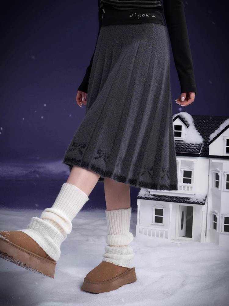 Ribbon pleated knit skirt【s0000011286】