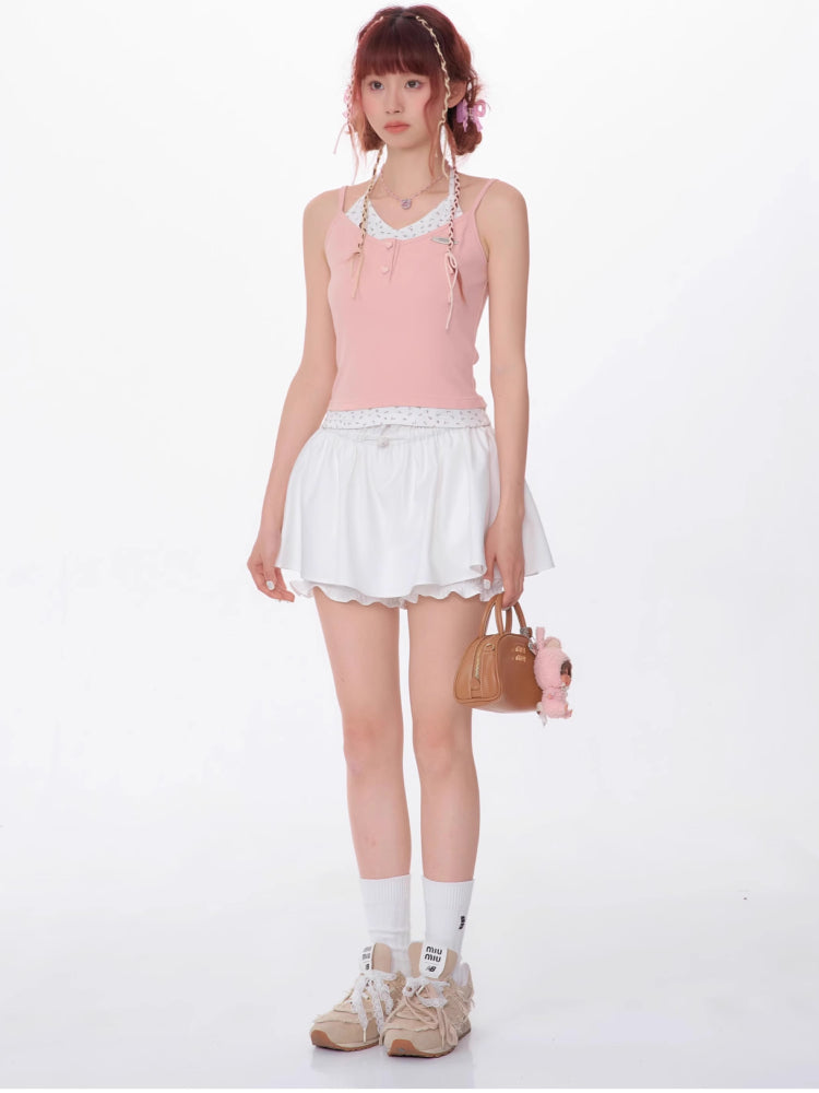 Fake two piece short top【s0000007540】