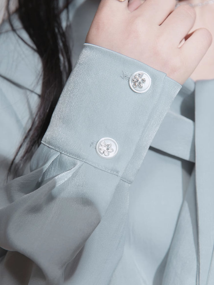 Tie neck long sleeve shirt【s0000007206】