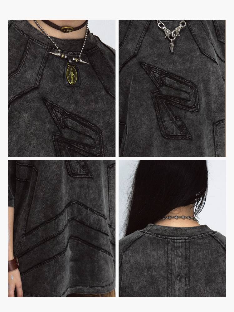 Distressed loose short sleeve top【s0000009216】