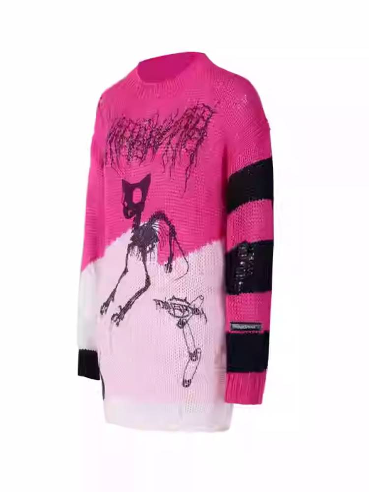 Rock style cat sweater【s0000011531】