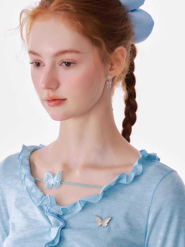 Lace slim long sleeve T-shirt【s0000010169】