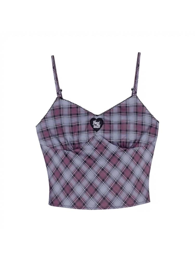 Cute plaid camisole【s0000008875】