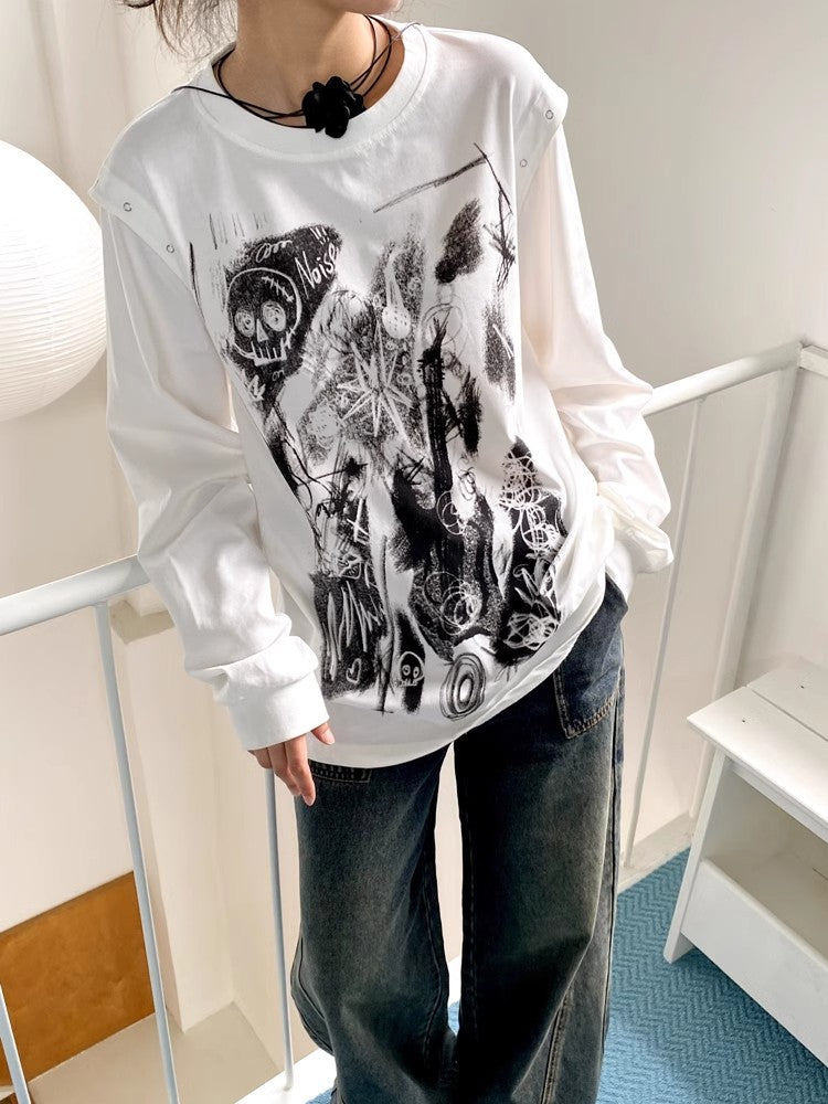 Punk white t-shirt【s0000010363】